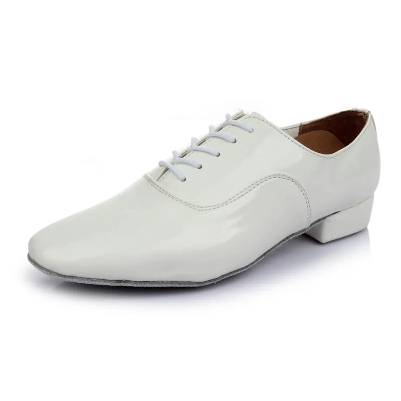 Men's black dancing shoes with synthetic leather upper and calf leather sole for indoor dance