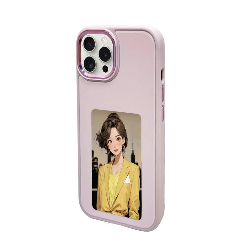 Graphite black NFC projection screen phone case with integrated stand bracket for iPhone