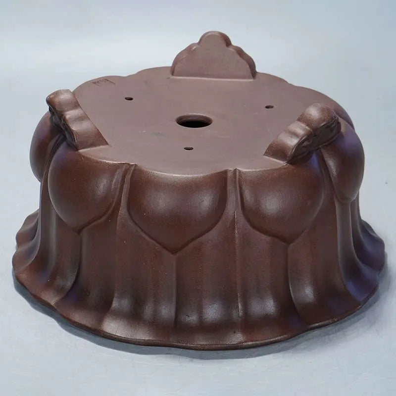Antique Petal Basin purple sand flower pot for succulents, 37cm wide.