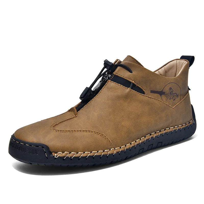 Men's casual leather shoes in multiple colours with mid heels and pointed round toe styling