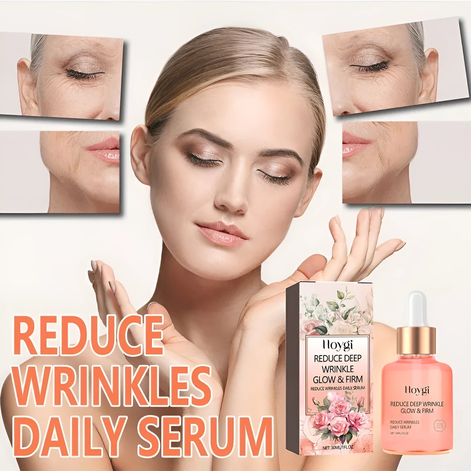30ml rose essential oil bottle with dropper for facial skincare treatment in compact packaging