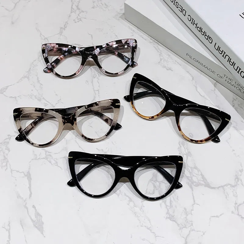 Women's large cat's eye frame presbyopic glasses with dragon and phoenix decorations in various colours