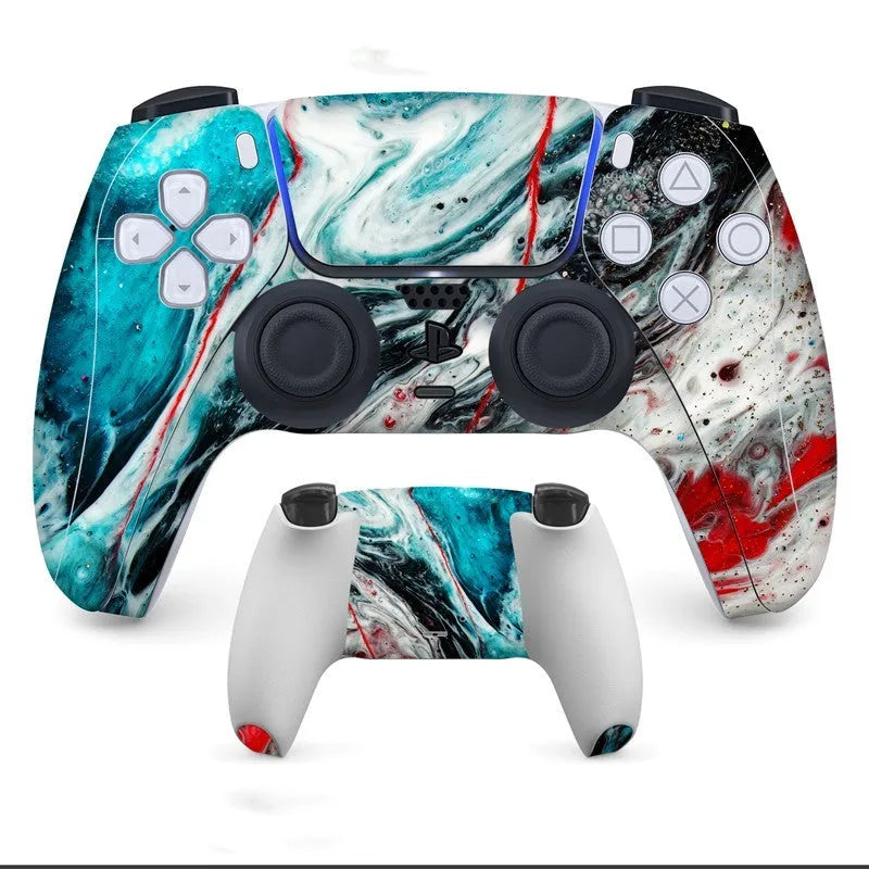 PS5 controller protective stickers with micro-frosted PVC material covering front and back surfaces