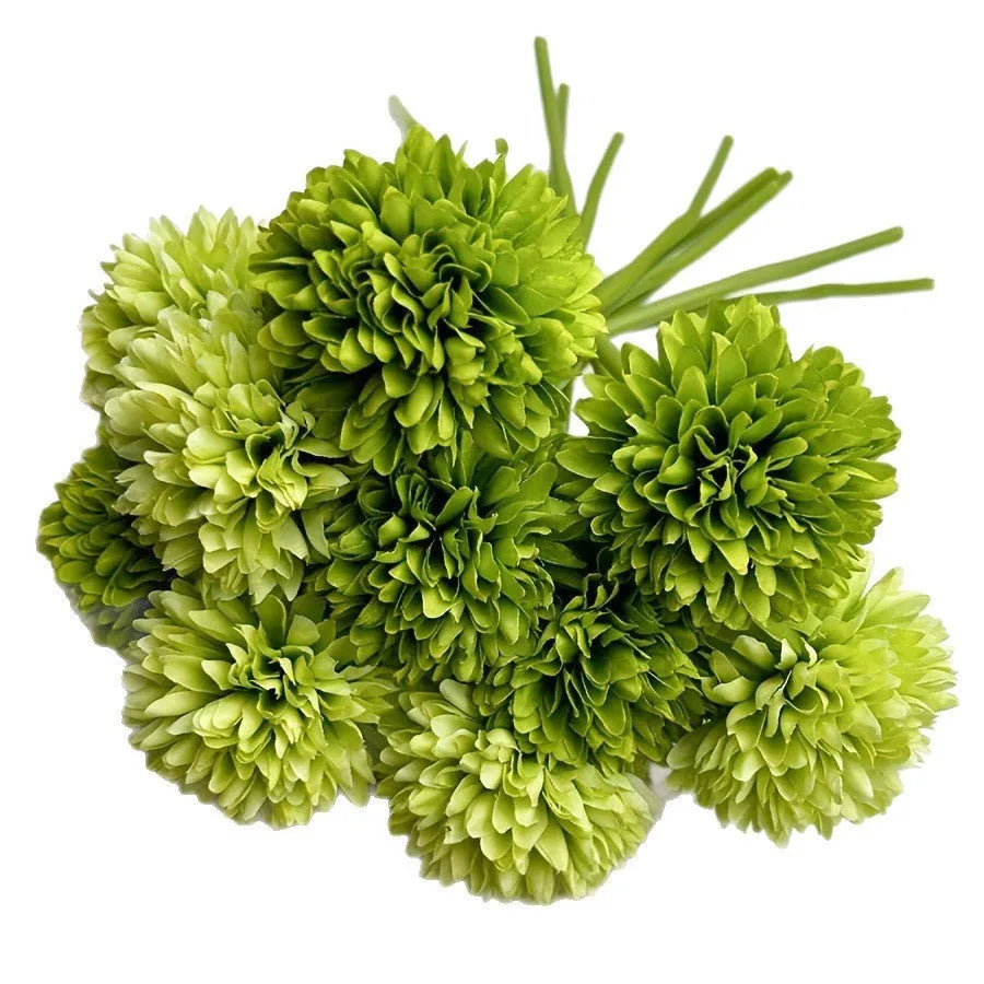 Silk artificial flower in dark green, 20cm tall desktop decoration