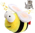 Yellow flannelette electronic bee-shaped cat toy that chirps when moved.