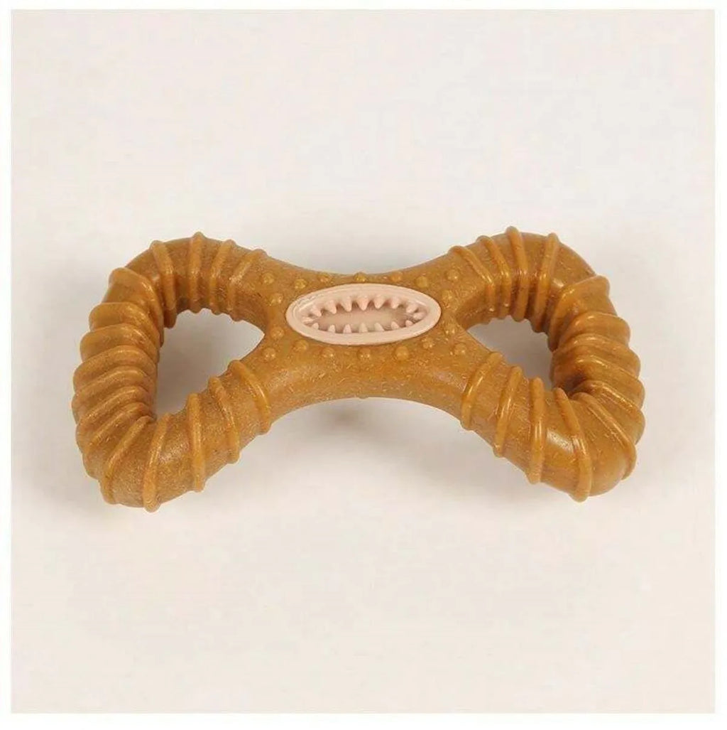 Red durable natural rubber dog chew bone toy for teeth cleaning and water play
