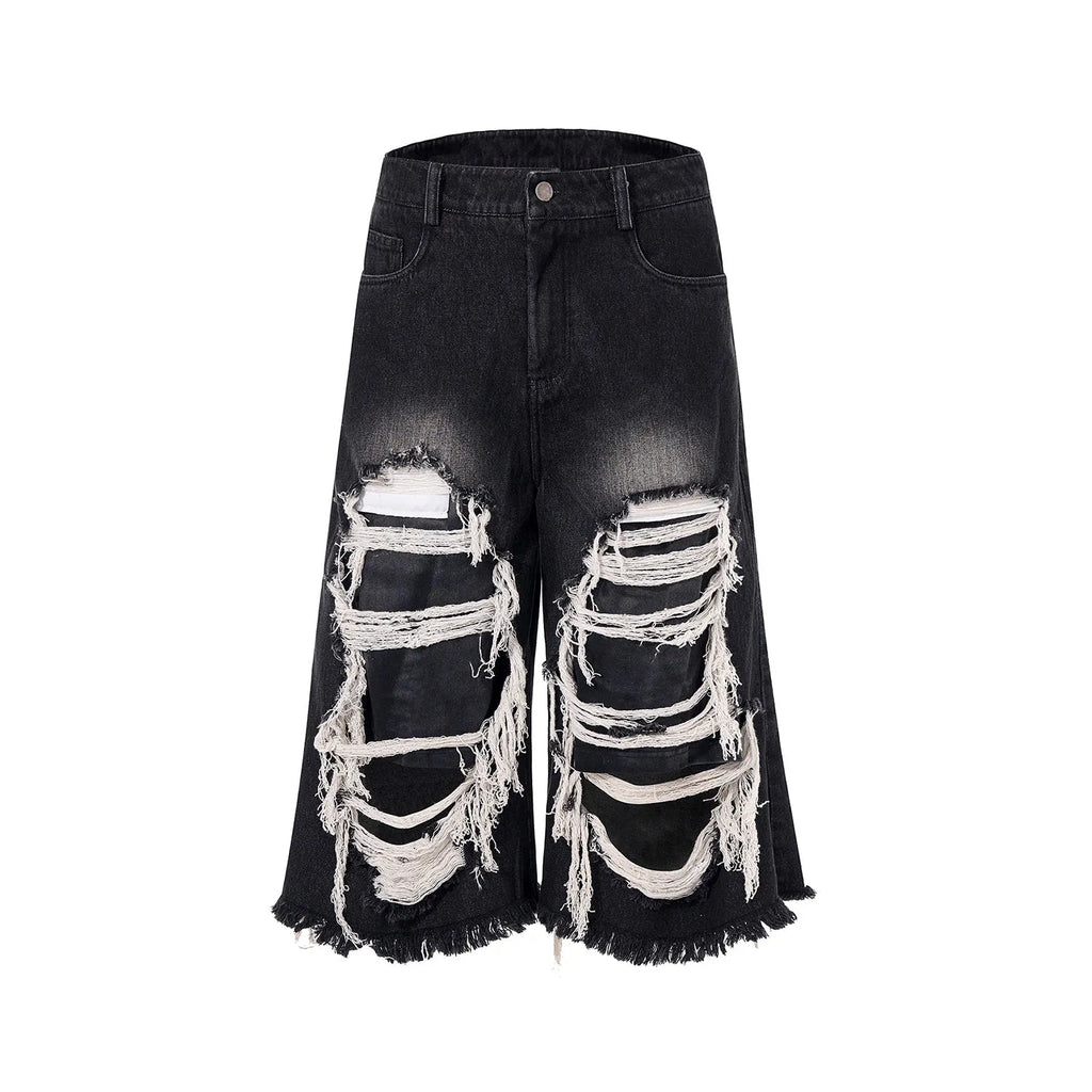 Black women's cropped wide-leg jeans with a mid-high waist and loose fit