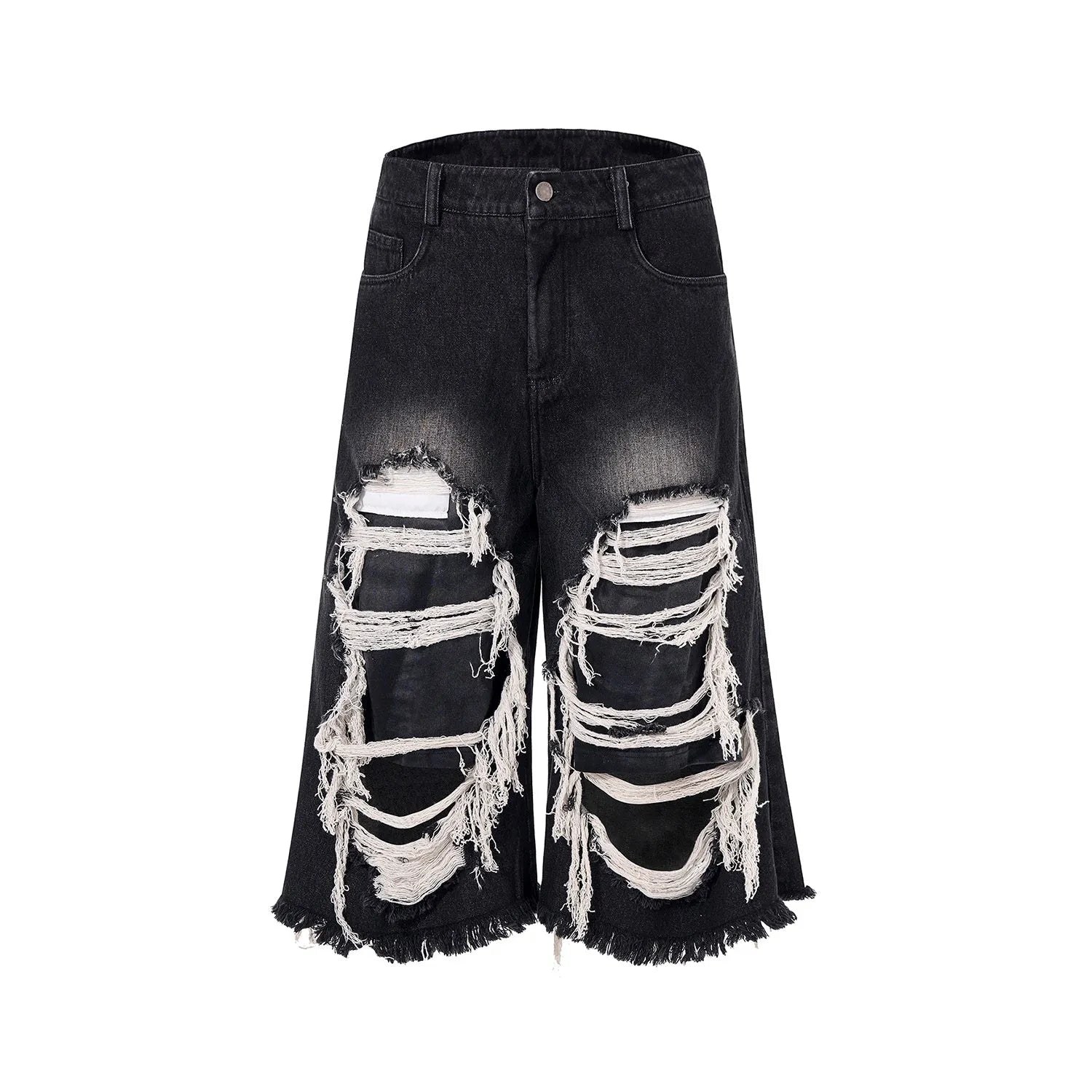 Black women's cropped wide-leg jeans with a mid-high waist and loose fit