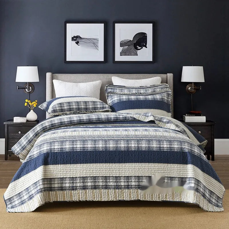 Quilted pure cotton bed cover set with pillowcases for 1.5-1.8 metre beds