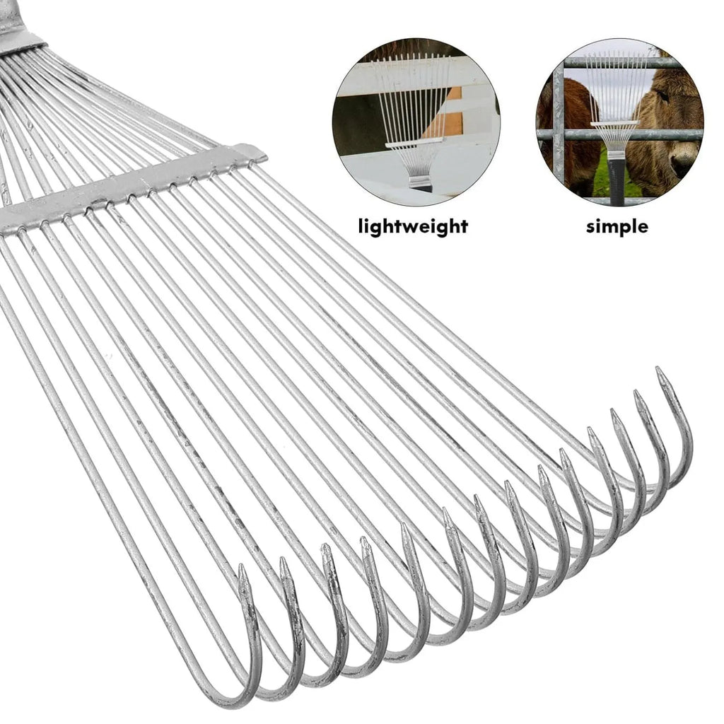 Black stainless steel dematting brush rake comb for animal grooming measuring 33cm long