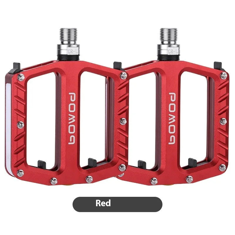 Aluminium alloy bicycle pedal with integrated 710LED lighting in five colour options