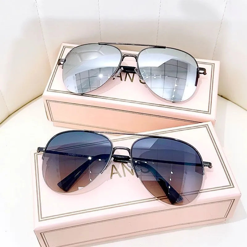 Metal frame aviator sunglasses with resin lenses in multiple colour options for driving and riding