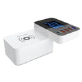 White multi USB port wireless fast charger with international plugs and 1.5 metre cable