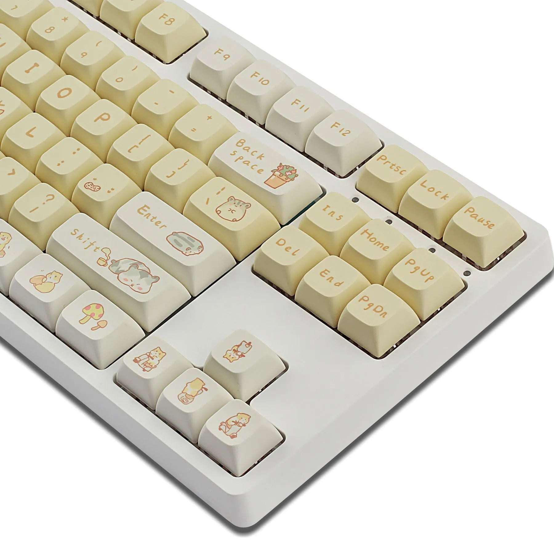 XDA profile mechanical keyboard keycaps in custard colours for 68 75 98 100 key layouts