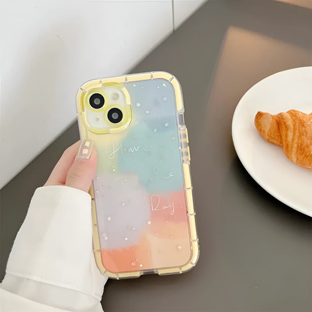 Minimalist contrast colour silicone iPhone case with yellow edge on TPU material
