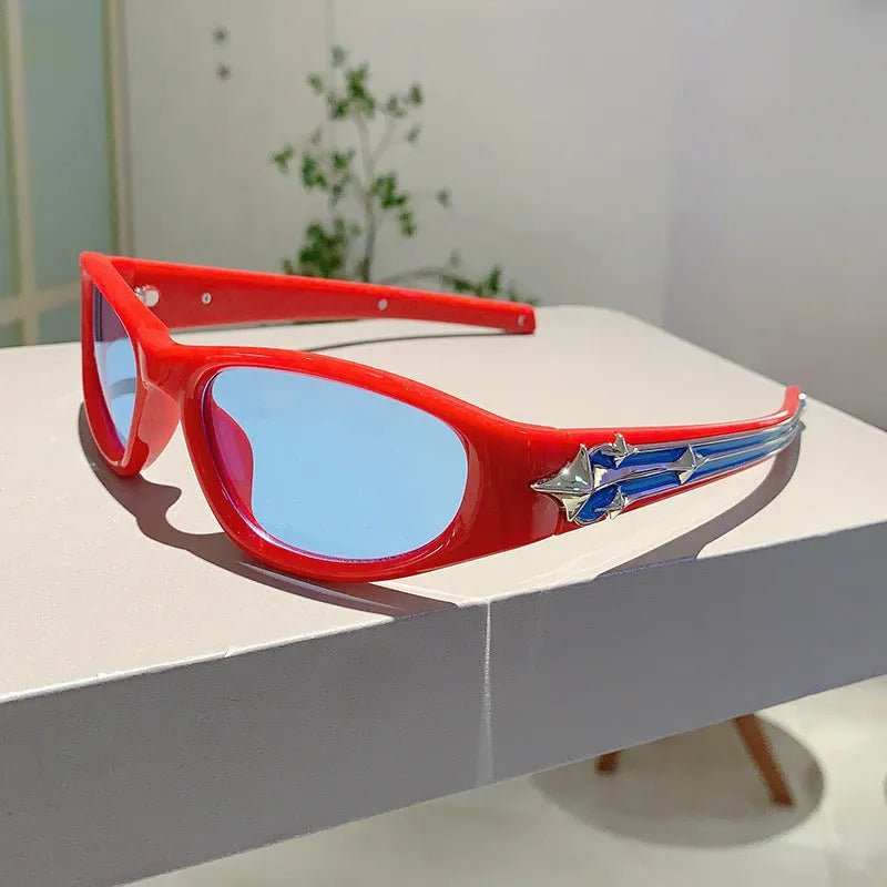 A pair of outdoor sports sunglasses with a PC frame and lens, shown in a black frame with grey lens colour variant.
