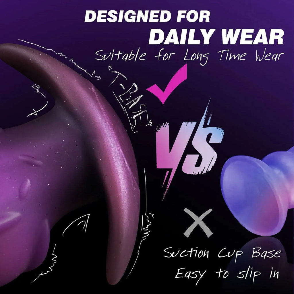 Unisex liquid silicone masturbator in black, gold, or purple colour, showing size options S, M, L, XL.
