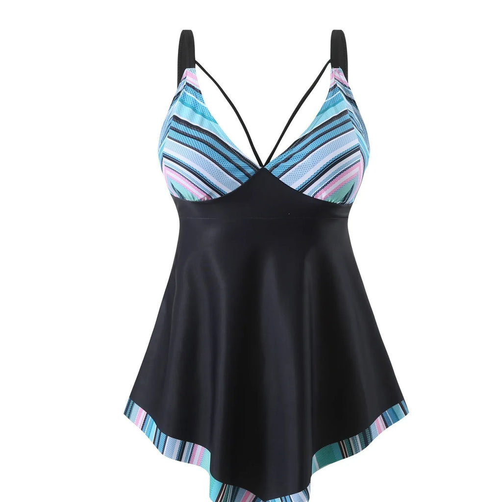 Plus size two-piece bikini swimsuit in quick-drying polyester fabric for swimming