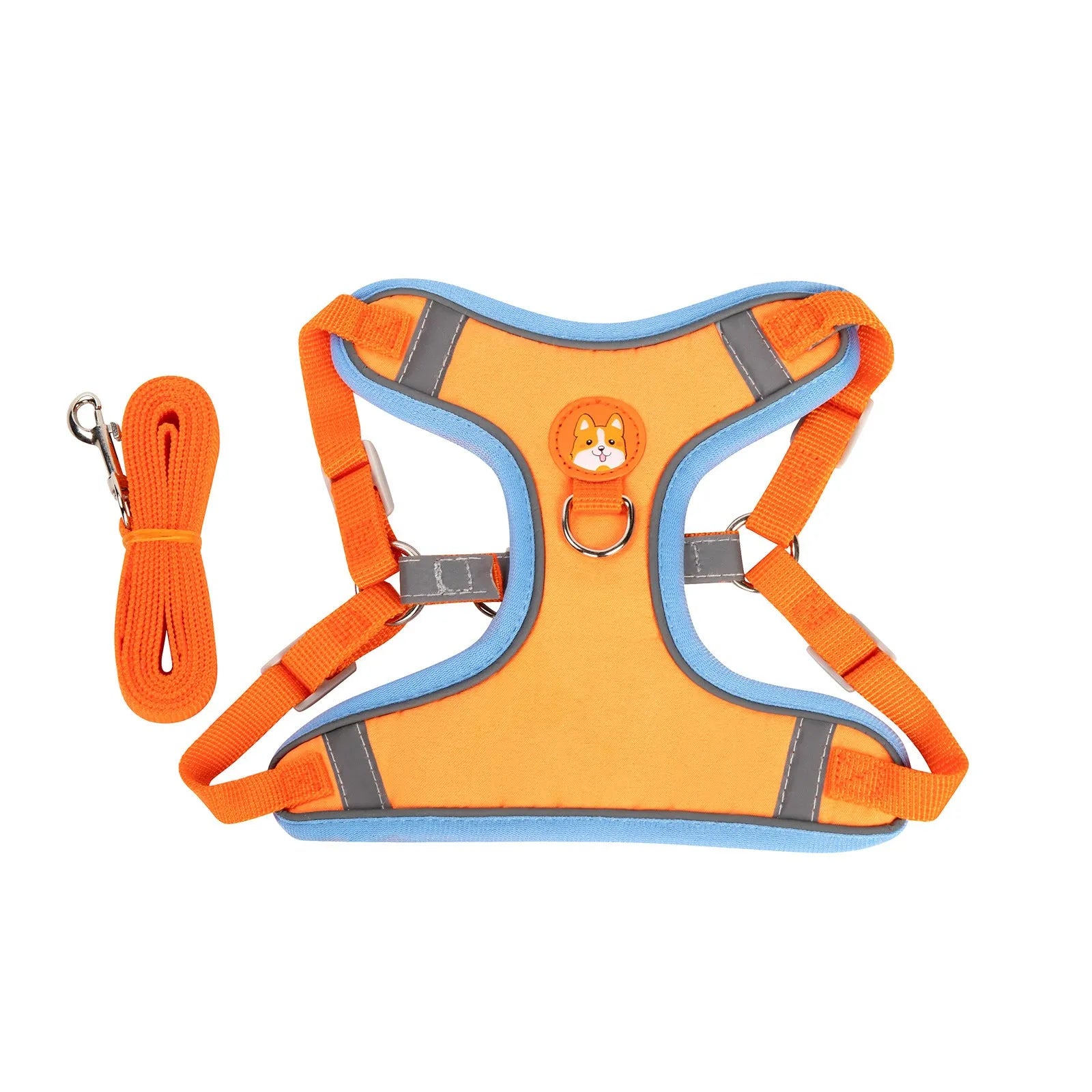 Adjustable dog rope harness in purple, blue, orange, red, brown or green with chest strap