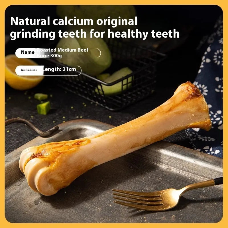 Large molar rod dog chew for puppies, roasted ox bone flavour, teeth cleaning training reward