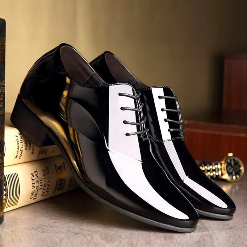 Men's black and brown business formal leather shoes with classic toe shape