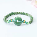 Natural jade star-shaped safety buckle bracelet with emerald oil green beads approximately 6mm