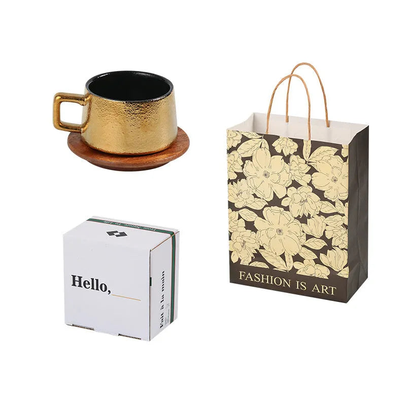 Office gift tumbler coffee cup suit with plated gift box showing gold and silver finish options