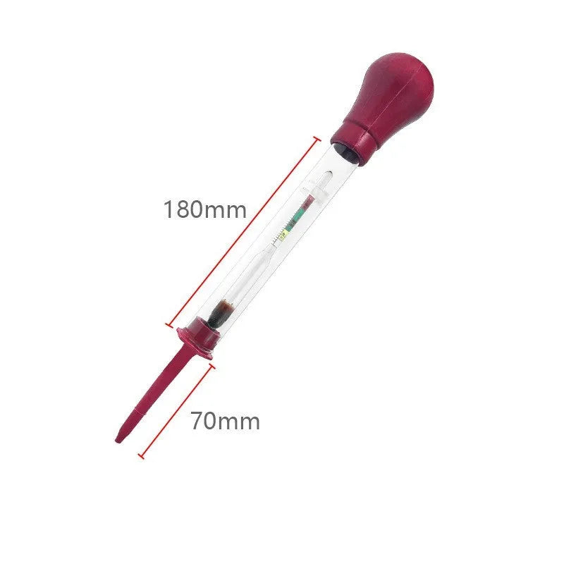 Electrohydraulic liquid hydrometer for automotive battery electrolyte density testing
