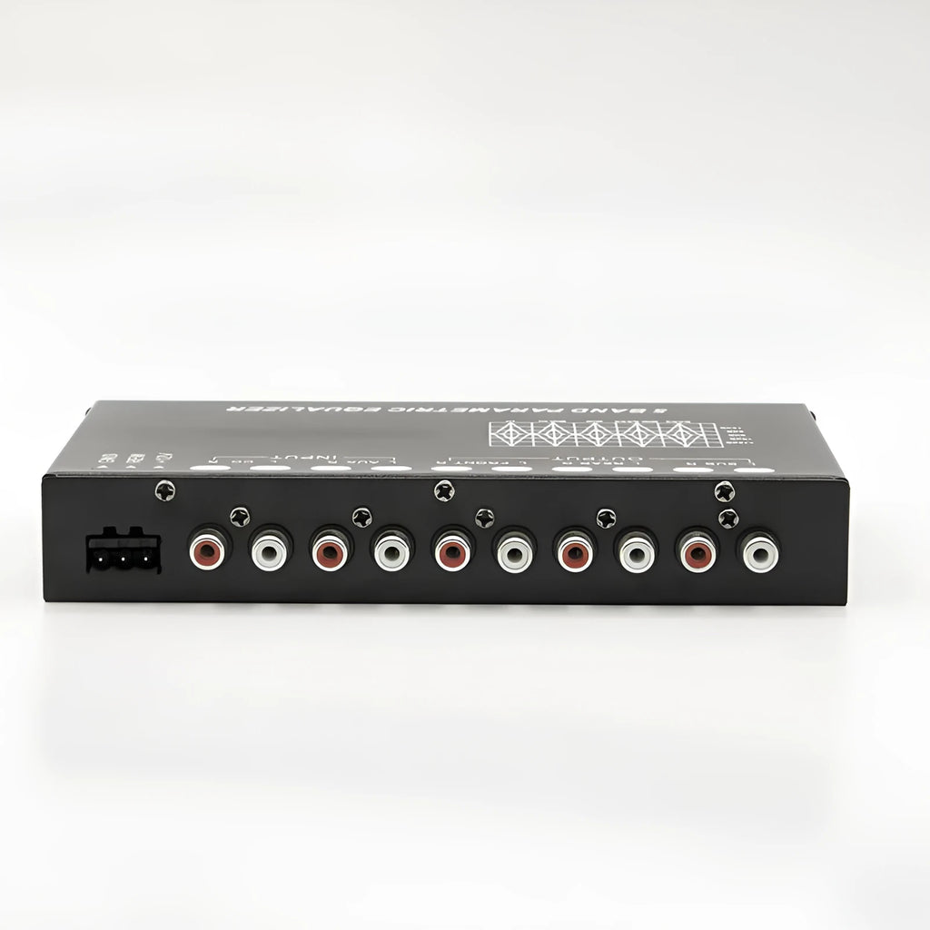 Car audio EQ frequency division amplifier with control panel for subwoofer adjustment