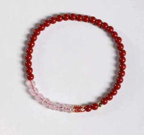 Hand-woven unisex bracelet with purple gold sand and koi pendant in retro style