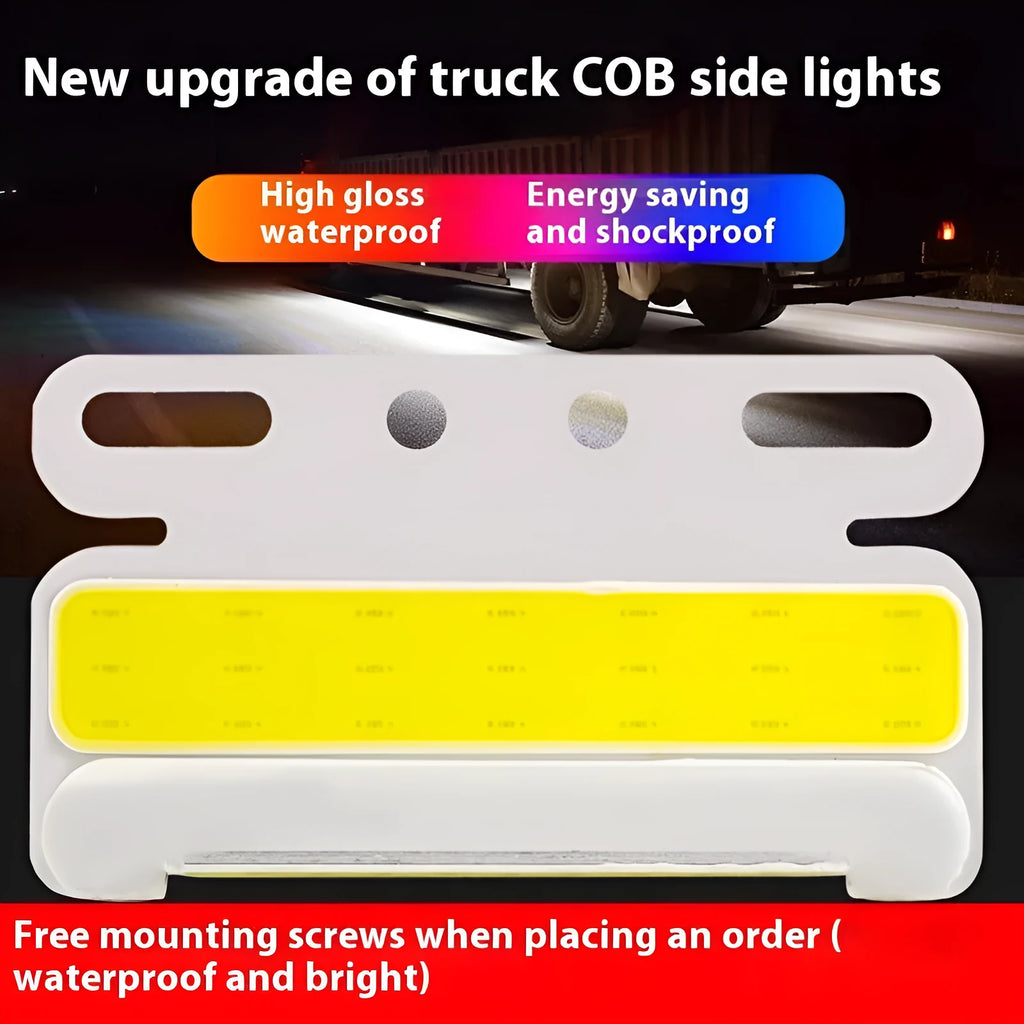 Waterproof aluminium COB LED truck side and ground tire light in red, yellow, green, blue, or white.