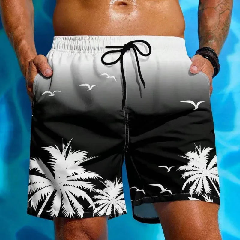 Men's ethnic style loose board swimming trunks in polyester, shown in colour J001.