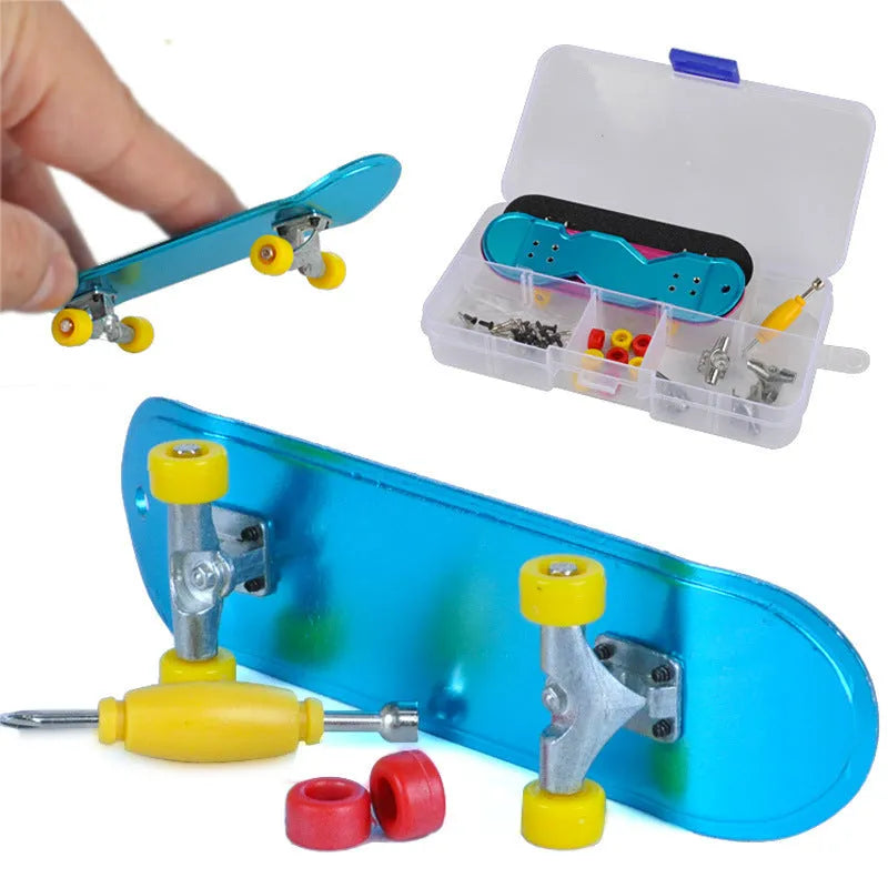 Alloy Finger Skateboard Self-installed Suit Creative Desktop Finger Scooter Toy Intelligence Development Hands-on Brain Training for Teenagers 7-14 Years Old HS04 New Style Skateboard Colour