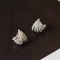 Women's geometric line design earrings with zircon stones and platinum electroplating