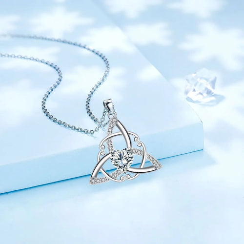 Celtic knot necklace for women with geometric design in four colour options