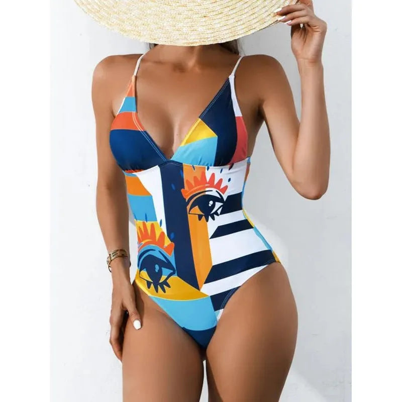 Women's plus size solid colour bikini swimsuit with backless design