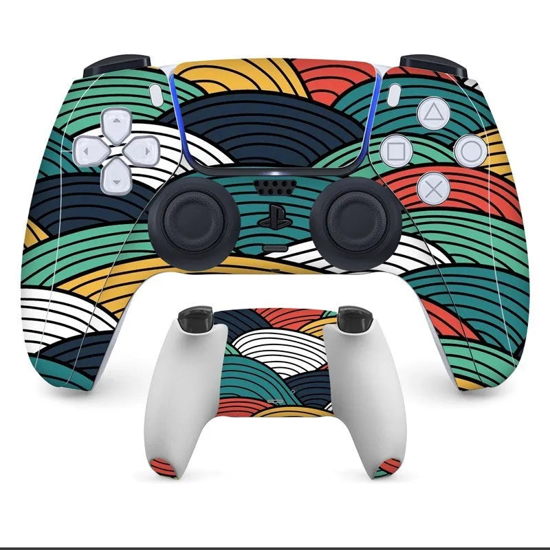 PS5 controller protective stickers with micro-frosted PVC material covering front and back surfaces