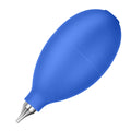 Blue and black rubber handheld dust removal ball for cleaning camera lenses and electronics.