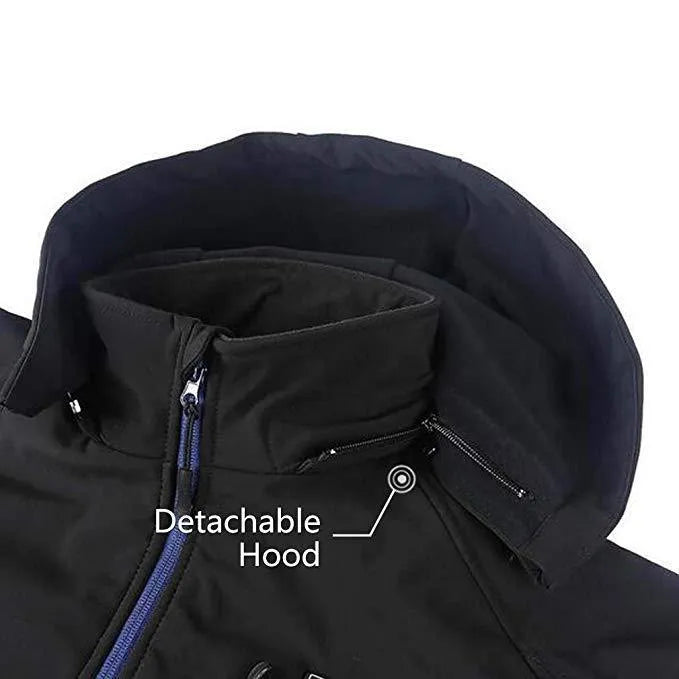 Black men's waterproof thermal winter coat with zipper and straight hem design