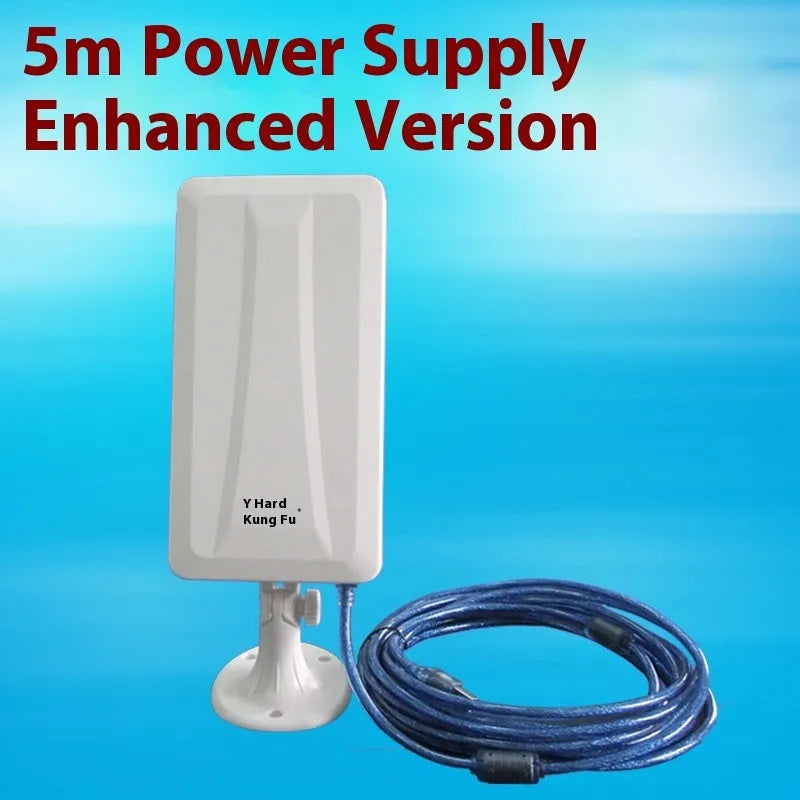 White high power USB wireless network card for PC and laptop Wi-Fi connectivity.