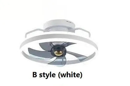 Modern flush mount ceiling fan with integrated light, 500mm diameter with acrylic shade and PC blades.