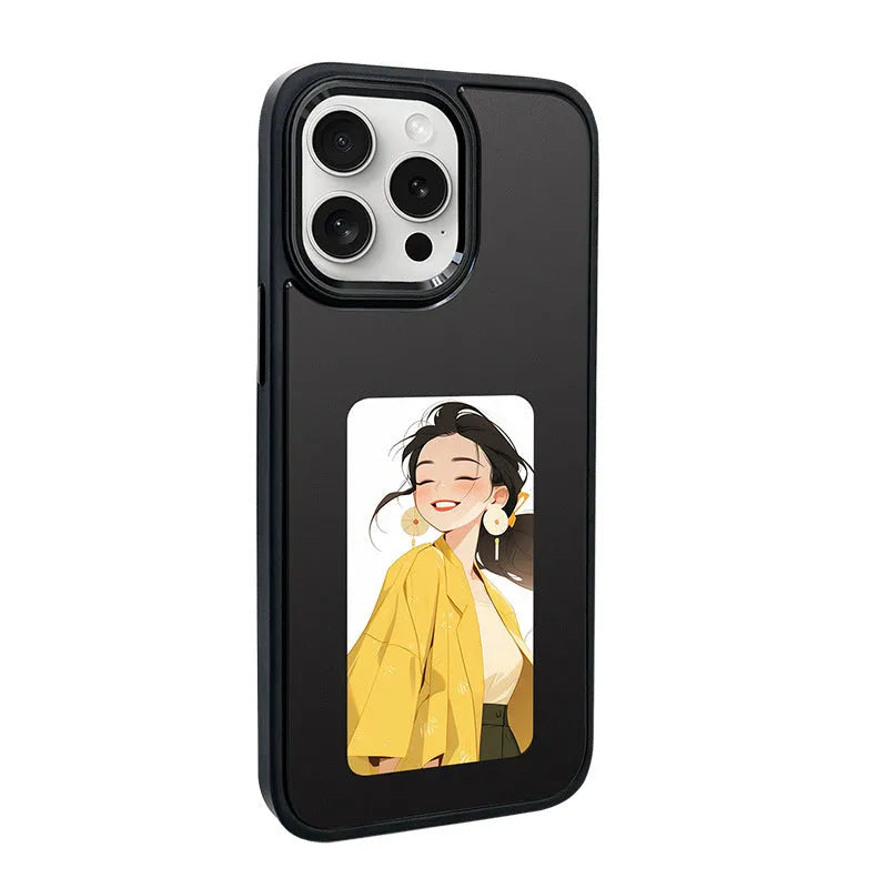 Graphite black NFC projection screen phone case with integrated stand bracket for iPhone