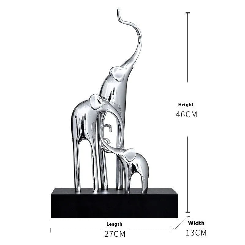 Fortune Bring Elephant resin decorative figurine in bright gold, rose gold, silver, or retro colour finish.