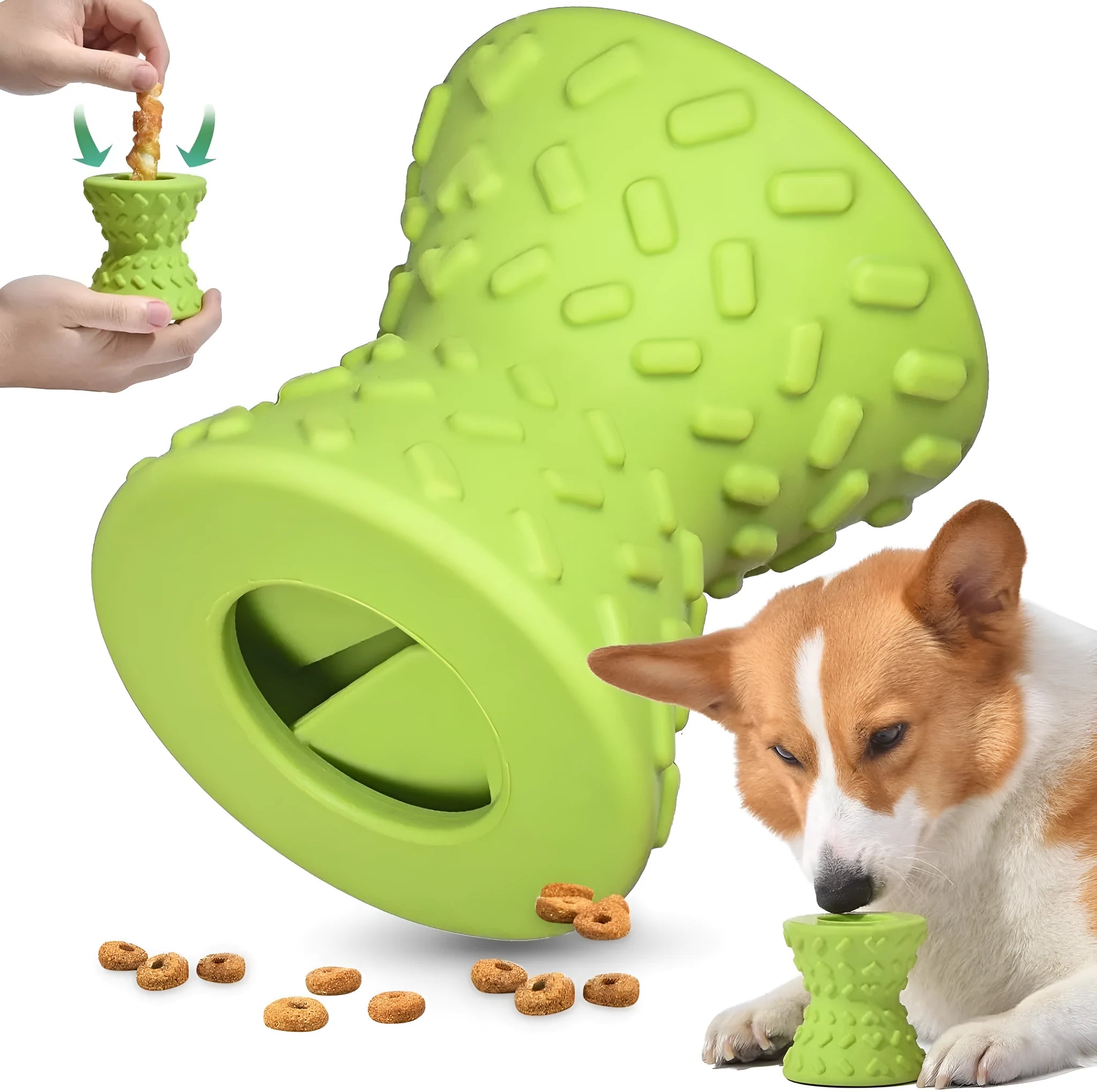 Blue natural rubber interactive treat-dispensing dog bone toy for aggressive chewers.