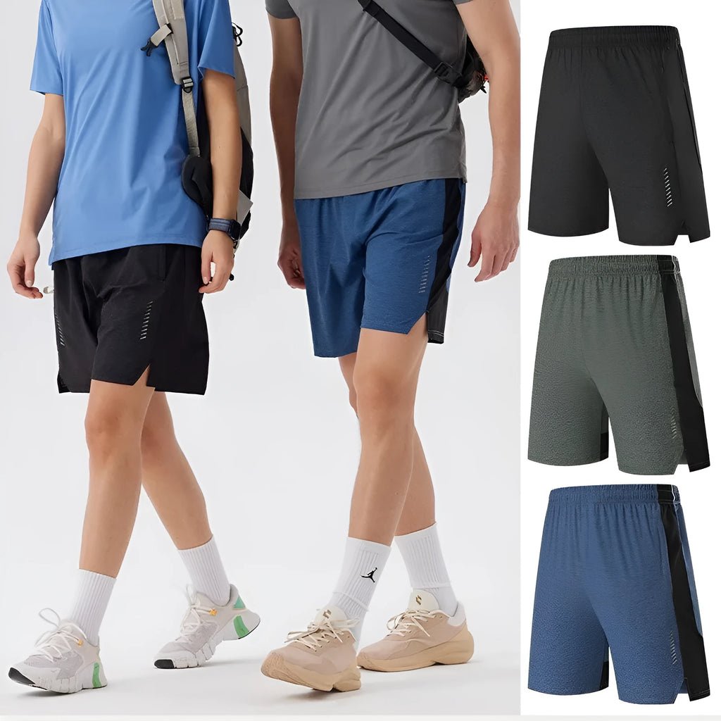 Men's five-point single layer spandex shorts in forest green colour with mid waist casual design