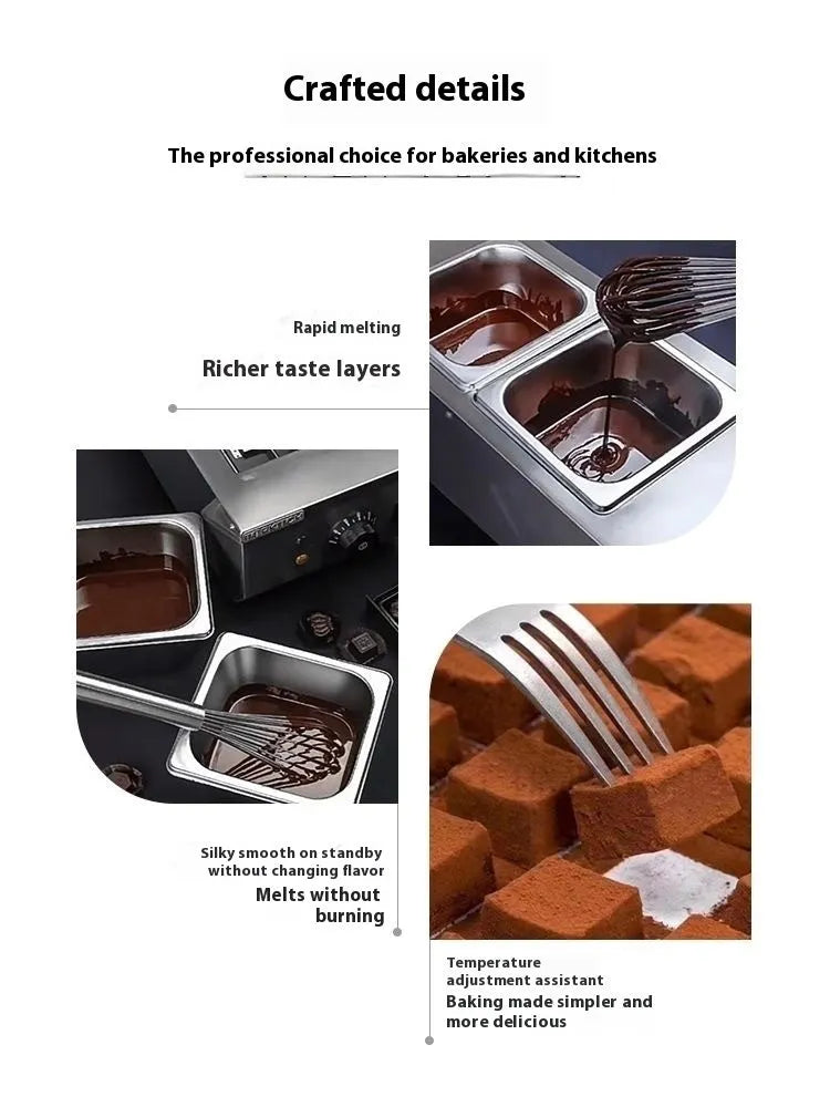 Commercial chocolate melting machine with double pots and temperature control display