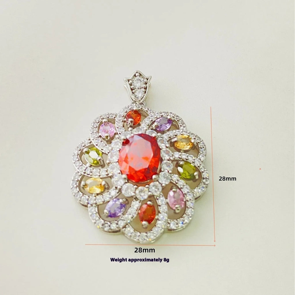 Women's zircon flower pendant necklace in gold, champagne gold, and platinum colour finishes