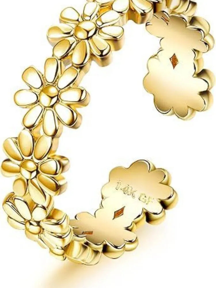 Geometric alloy toe ring with 14K thick gold plating at 0.5 thickness