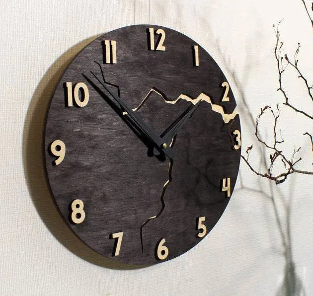 Modern simple wooden wall clock with clean face in contemporary home setting