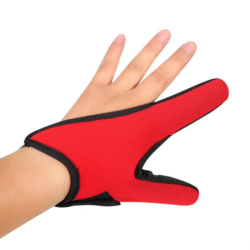 A single two-finger fishing glove with a dark microfiber palm and a camouflage diving cloth back.